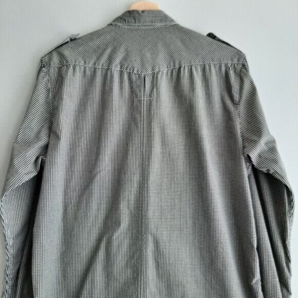 BEN SHERMAN 100% Cotton Pearl Snap Button Western Gingham Shirt B&W Men's Sz M - Picture 10 of 14